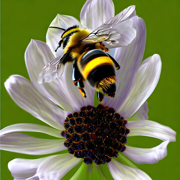 Eine Biene an einer Blumen. created with generative AI technology