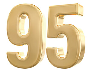 Obraz premium 3d gold number 95 with Generative AI