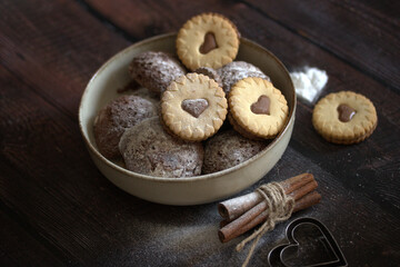 chocolate  cookies on a plate. Cookies for Valentine's day