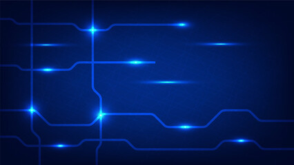 Hi tech digital technology and futuristic communication background concept. electric connecting lines as network with blue lighting