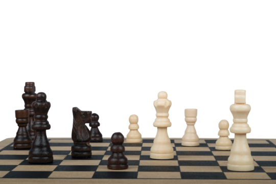 Chessboard with black and white pawns. strategy and tactic concept