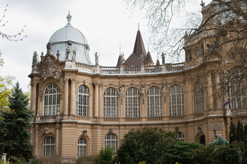 Historic building of Vajdahunyad Castle landmark in Budapest, Hungary