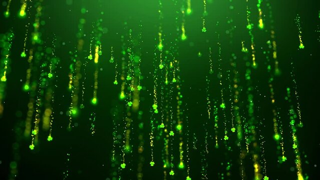 Abstract Green Yellow Shiny Blurry Focus Magic Magic Glitter Particles Falling Low Angle 3d Rotating Perspective View Background Seamless Loop