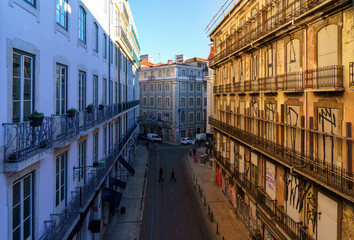 street view of a european city of portugal