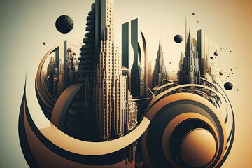 Abstract city. Generative AI image.