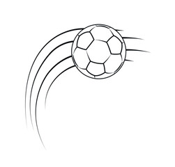 Soccer ball concept. Sphere in motion, active lifestyle and sport. Logotype for company or organization, branding. emblem and badge. Poster or banner. Cartoon flat vector illustration