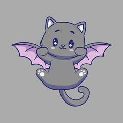 bat cat vector hand drown illustration