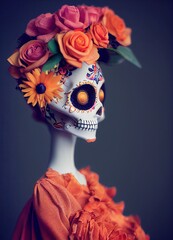 The Colorful Expressions of Sugar Skulls - A Tribute to Mexican Culture. Generative AI