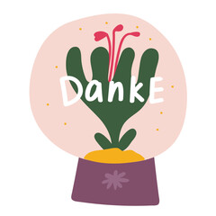 Danke sticker. Thank you in German. Vector illustration.