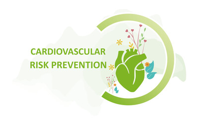 Cardiovascular Risk Prevention Day
March 14,Heart in green color indicating health surrounded by colorful flowers on white background. 