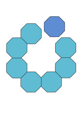 figur aus acht blauen achtecken wobei sieben ringförmig angeordnet sind und ein achteck separiert ist