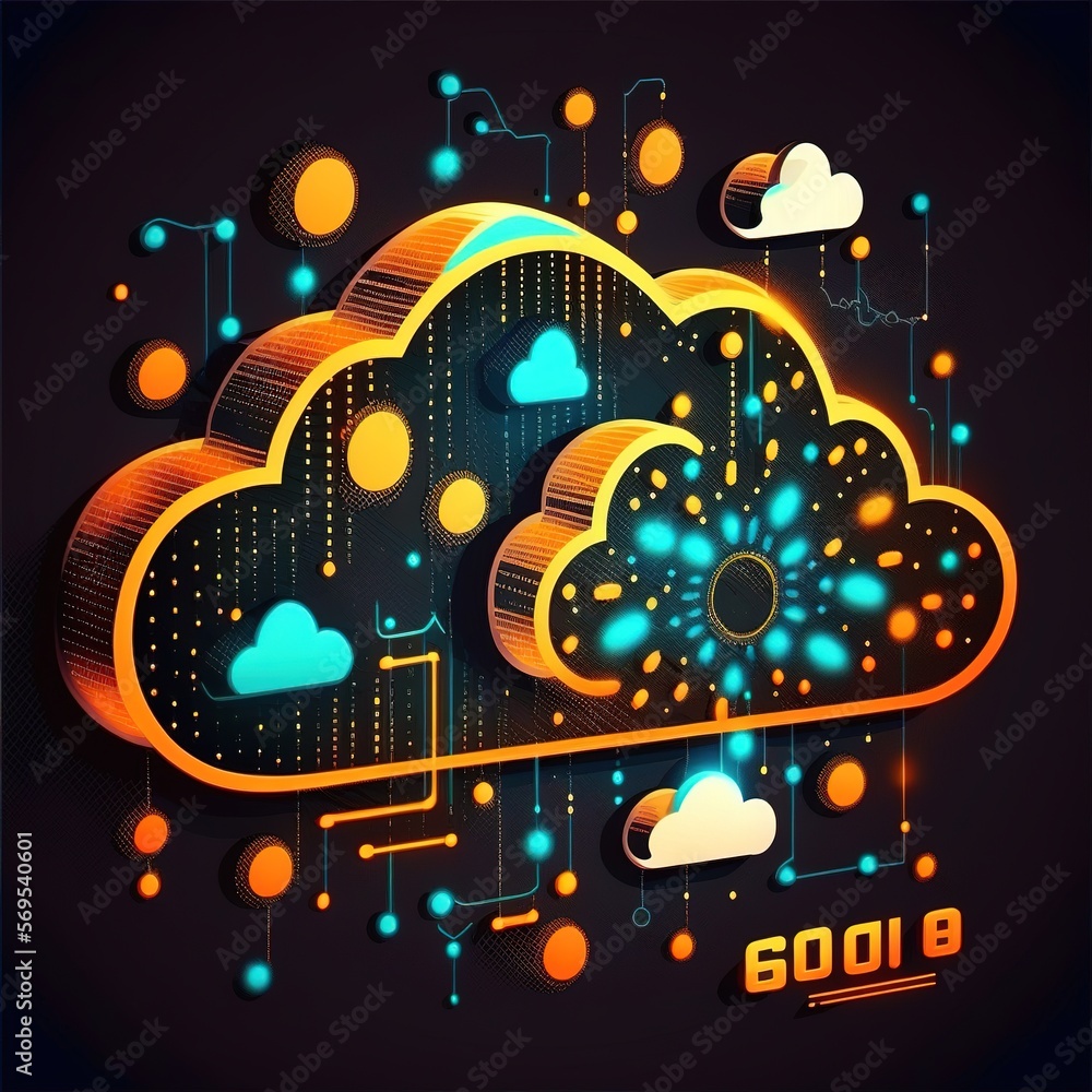 Poster the network of cloud computing. cloud computing, data transfer, and online storage for business netw