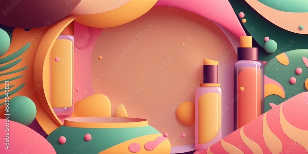 Poster background for cosmetics items is abstract. generative ai