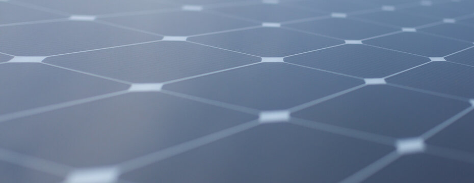 Background texture of abstract solar panels, close-up for banner.