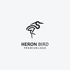 Heron bird logo icon line art design illustration