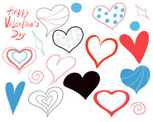 A digital set of illustrations on the theme of Valentine's Day.