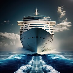 Naklejka premium A blue ocean cruise liner. generative ai