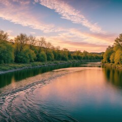 Obraz premium Small town on river