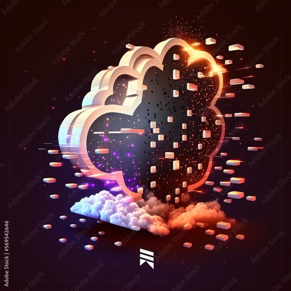 Poster cloud computing technology internet on data network with technology background, generative ai