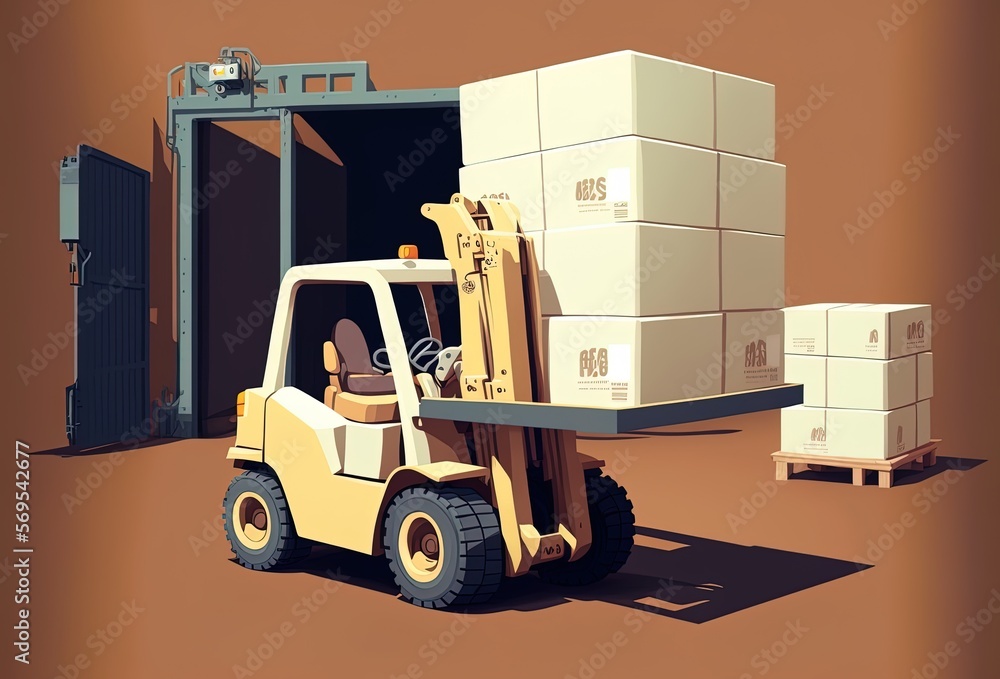 Poster large-scale warehousing operation with a loader generative ai