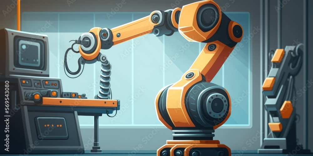 Poster ai artificial intelligence smart industry 4.0. cobot robotic arm . generative ai
