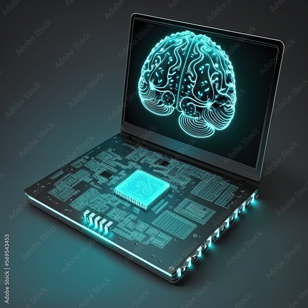 Poster artificial intelligence (ai) brain on learning, information analysis, and big data processing with c