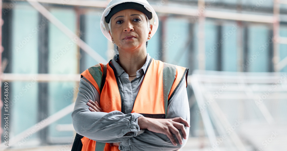 Poster logistics, construction and architect working on management of a building at construction site. port