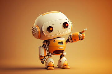 Playful cute and happy toy robot android 3d rendering. Ai generated - 569543634