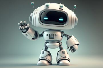 Playful cute and happy toy robot android 3d rendering. Ai generated