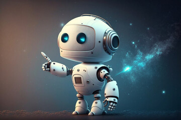 Playful cute and happy toy robot android 3d rendering. Ai generated