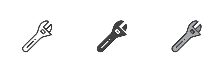 Pipe Wrench different style icon set