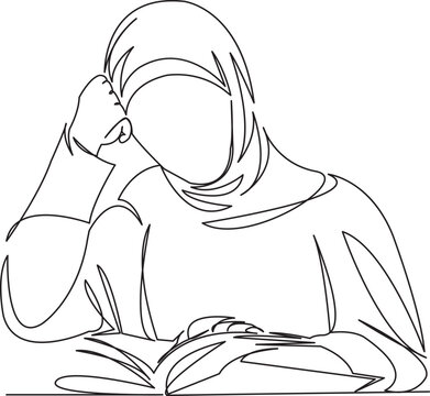 muslim girl reading a book