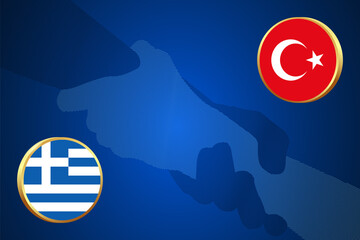 Naklejka premium Greece and Turkey help each other after earthquake disaster.