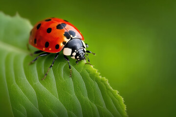 closeup of ladybug on leaf. generative ai