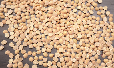 Arhar or Toor dal or Split Pigeon Pea or Yellow lentils or Pulses, top view, India