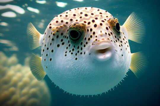 portrait of a puffer fish generated by AI