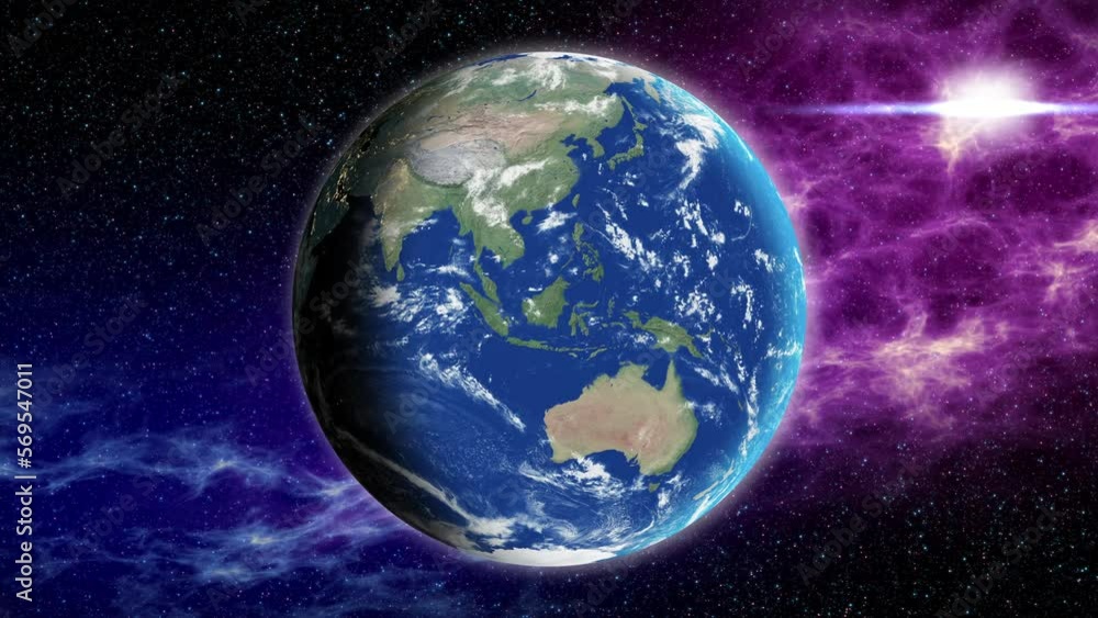 Sticker planet earth rotation - computer generated animation. night to day change. realistic world globe mov