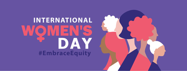 Naklejka na ściany i meble Womans international day. 8th march. Embrace Equity. EmbraceEquity campaign. Stand up against discrimination and stereotype