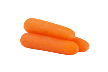 Peeled baby carrots isolated on a transparent background.