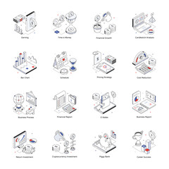 Pack of Market Planning Isometric Icons 

