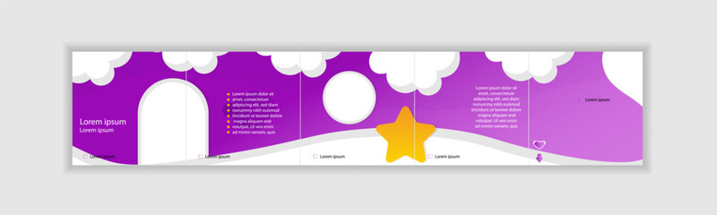 Internet carousel for the application. Endless post for kids advertising, post, story, on pink background. Paste your photo into the white spots. Or edit for your design. Vector illustration. EPS-10. © Itsee