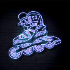 Roller skates glowing neon sign