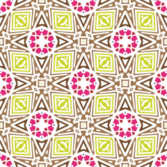 Vector geometric ornament in ethnic style. Seamless pattern with  abstract shapes, repeat tiles. Repeating pattern for decor, textile and fabric.