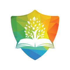 Education tree growth on book idea vector logo. Students with Graduation cap vector design.
