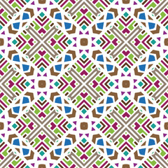 Vector geometric ornament in ethnic style. Seamless pattern with  abstract shapes, repeat tiles. Repeating pattern for decor, textile and fabric.