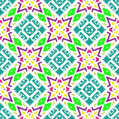 Vector geometric ornament in ethnic style. Seamless pattern with  abstract shapes, repeat tiles. Repeating pattern for decor, textile and fabric.