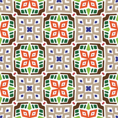 Vector geometric ornament in ethnic style. Seamless pattern with  abstract shapes, repeat tiles. Repeating pattern for decor, textile and fabric.