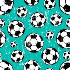 Gordijnen seamless background pattern, with soccer or football, with paint strokes and splashes, grungy © Kirsten Hinte