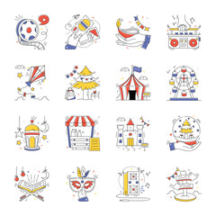 Collection of Amusement Linear Stickers 

