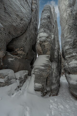beautiful natural sculptures in the rock town of Tiské stěny Czech Republic